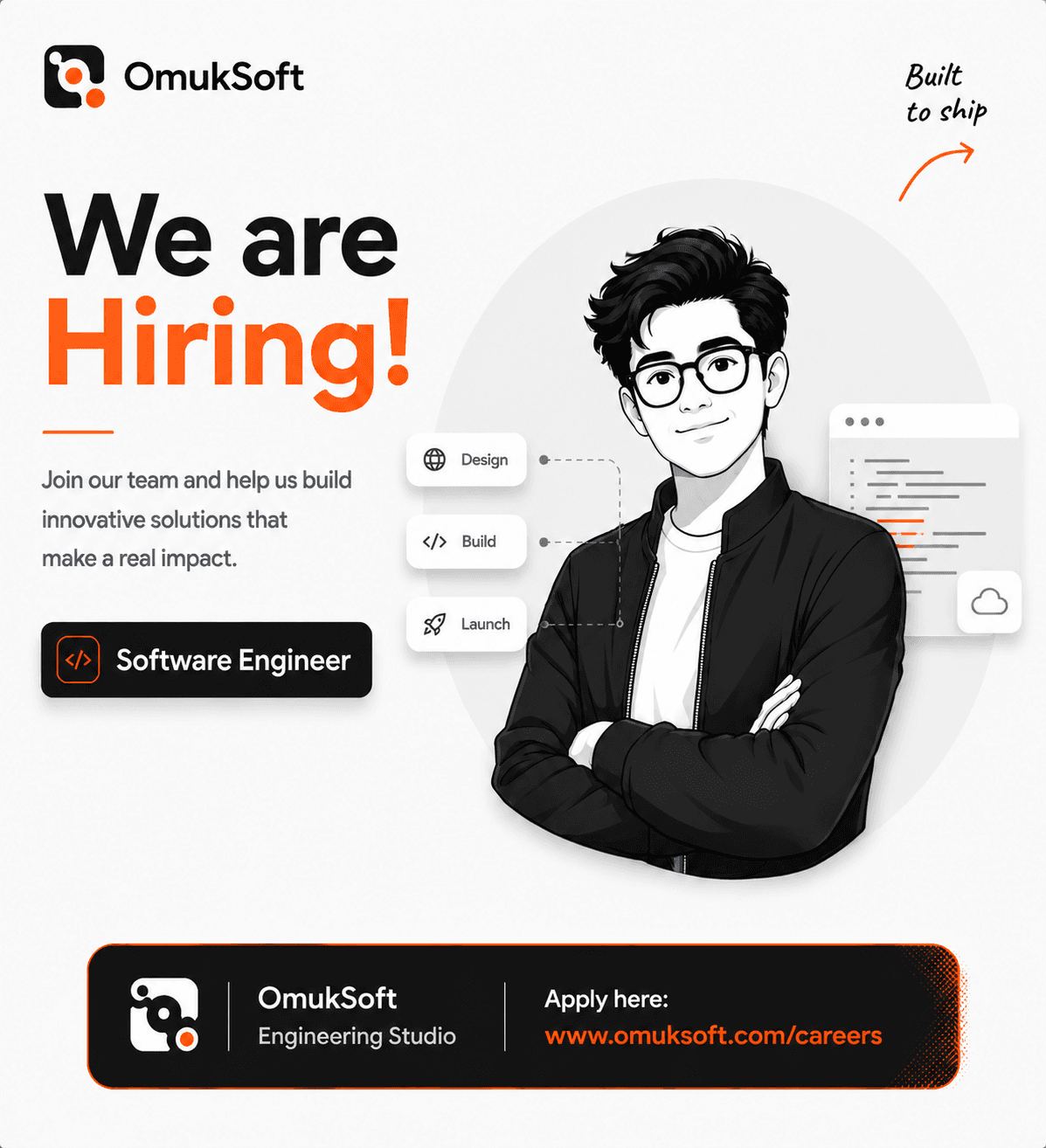 Software Engineer hiring poster — OmukSoft