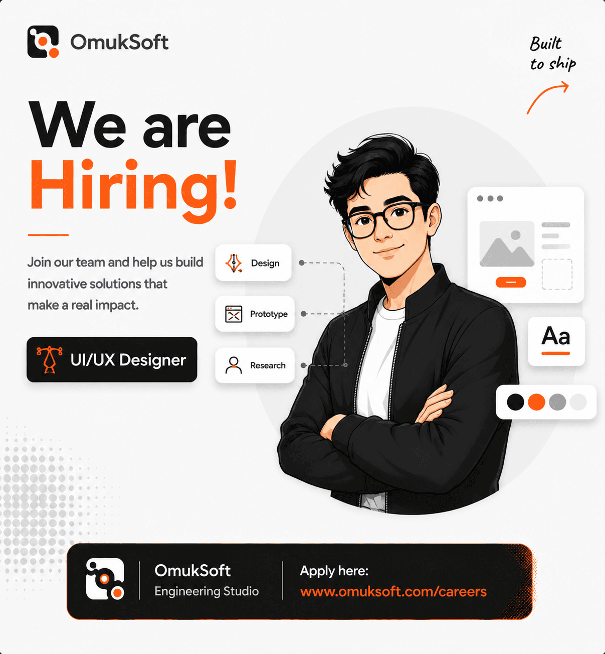 UI/UX Designer hiring poster — OmukSoft
